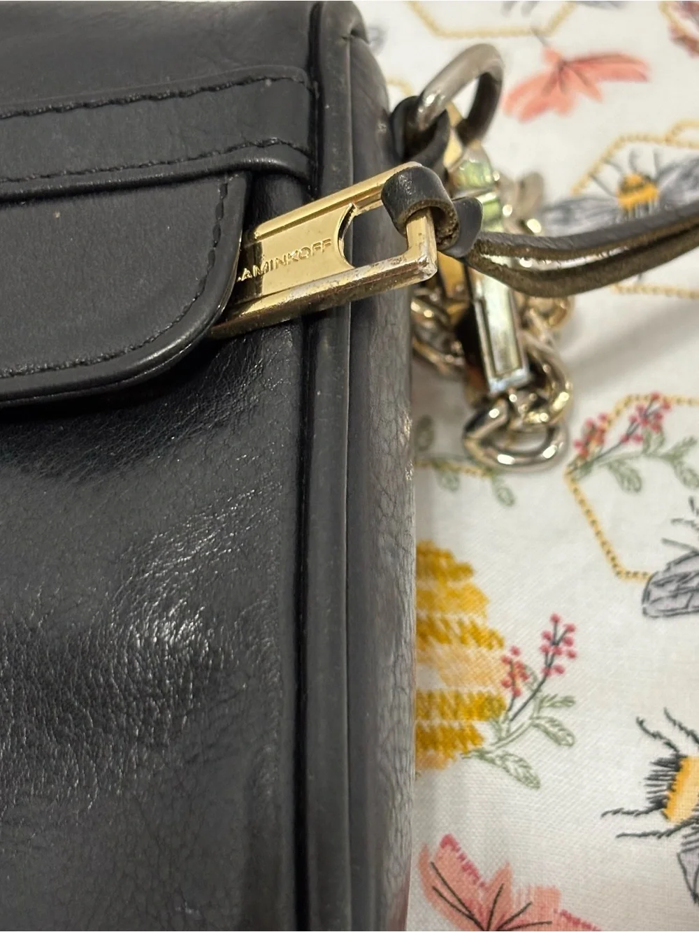 Black Leather Chain Strap Crossbody Bag